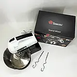 Міксер DOMOTEC R6637W з 2 л чашею/метал, 250 Вт, 7 швидкостей, з 2 вінчиками та 2 гаками для тіста, фото 4