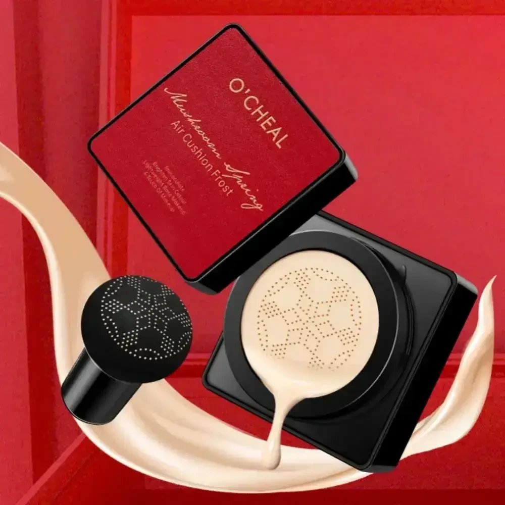 Кушон для обличчя + спонжик Beauty Linasi Red O'CHEAL, Натуральний відтінок/Тональний крем/ Крем пудра