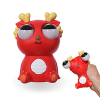 Антистресс сквиш дракончик игрушка с выпученными глазами пучеглаз 12 см Стич дракон красный