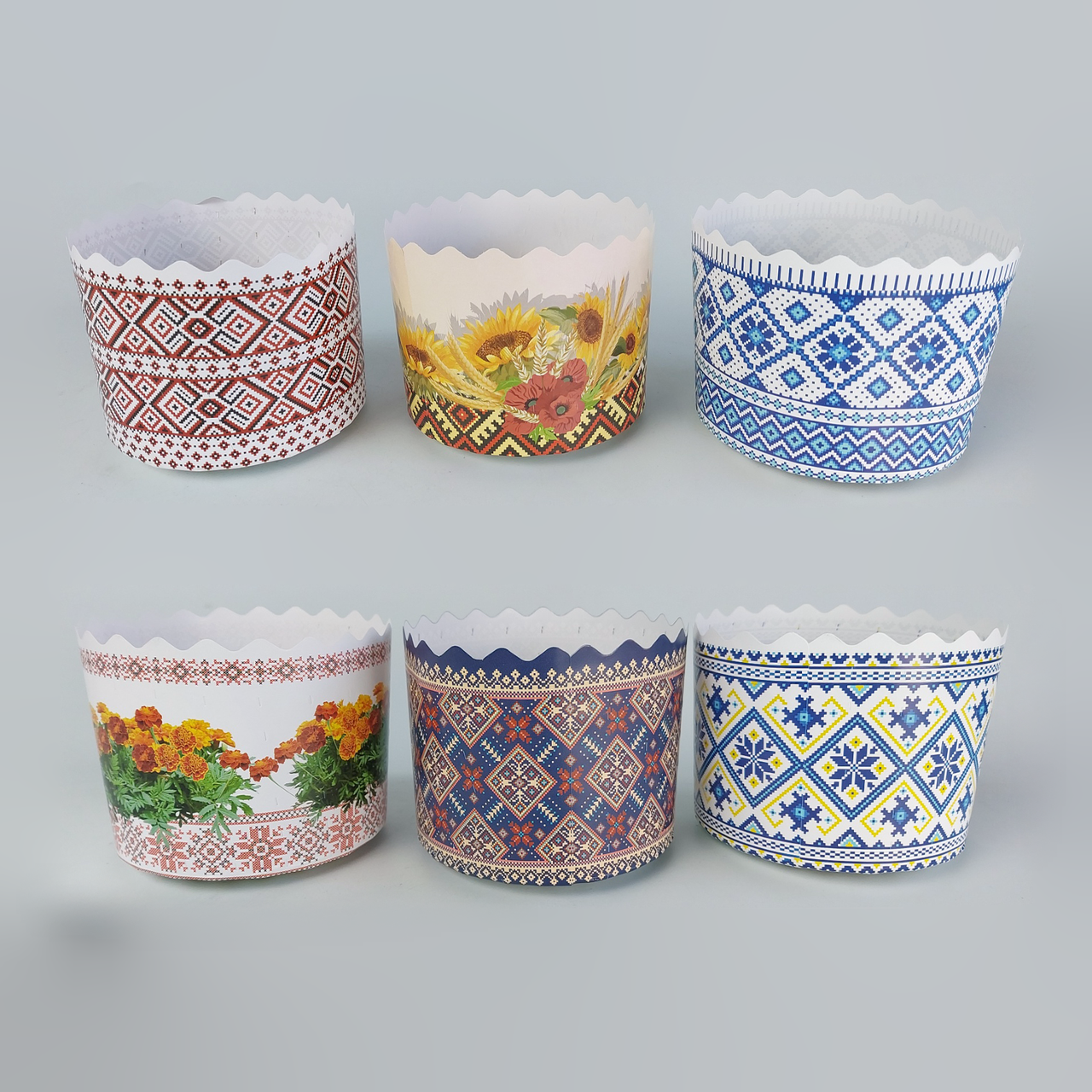 Форми великодні для Паски Середня (110*85, 300гр, 50 шт)  Вишиванка Паперова Форма для Випічки Пасхи Великодня, фото 1