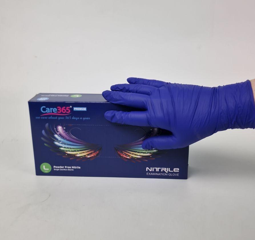 Нітрилові рукавички для кондитера, кухаря (100шт/пачка) кобальтові «CARE 365» розмір L, фото 1