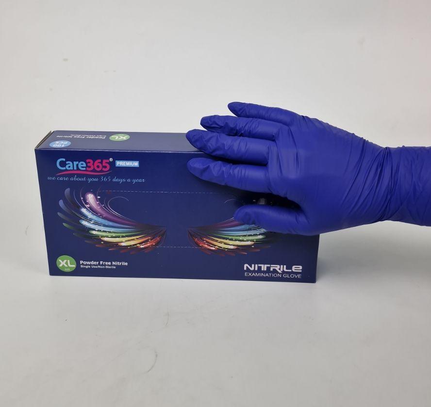 Нітрилові рукавички для кондитера, кухаря (100шт/пачка) кобальтові «CARE 365» розмір XL, фото 1