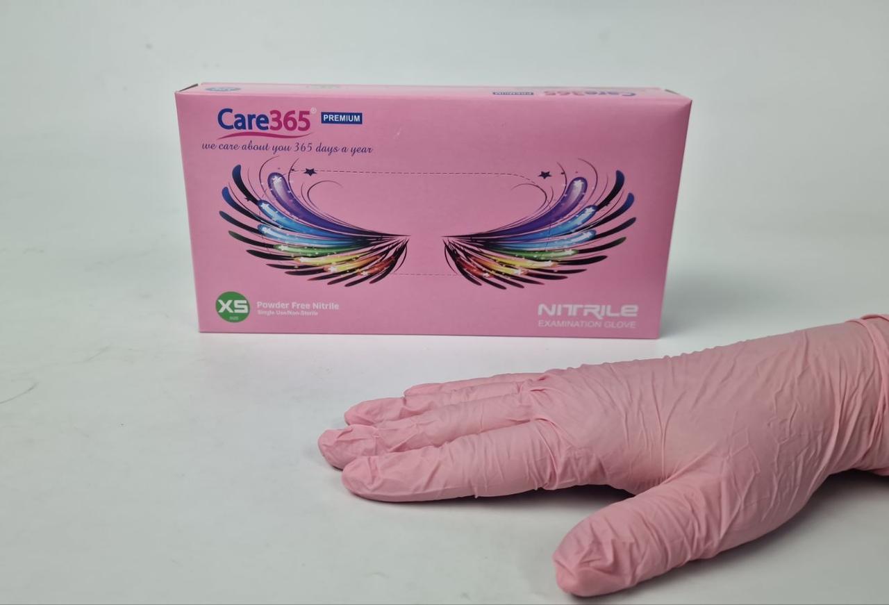 Рукавиці Нітрил Рожевий (100 шт.) розмір XS "CARE 365" (1 пачка)