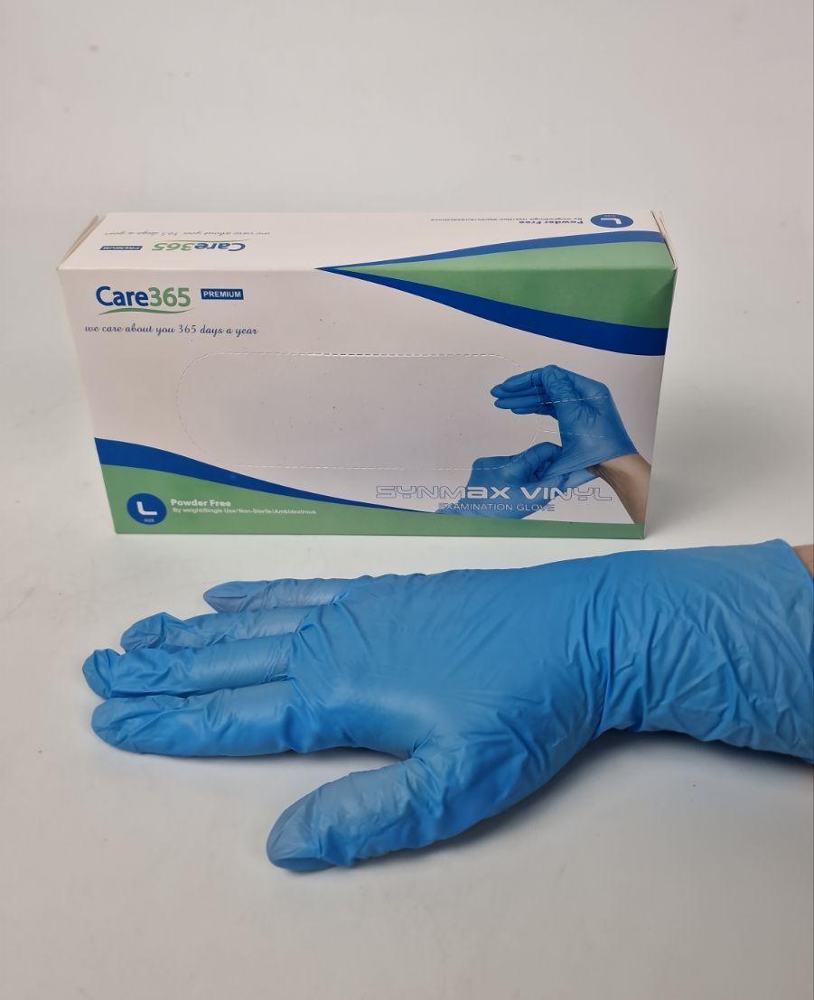 Рукавиці Вініл блакитний (100 шт.) розмір L "CARE 365" (1 пачка)