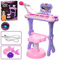 Дитячий синтезатор піаніно зі стільчиком, MP3, мікрофон