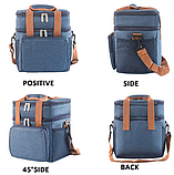 Сумка холодильник для пікніка 26х25х18см Синій 15л Сумка ізотермічна, фото 2