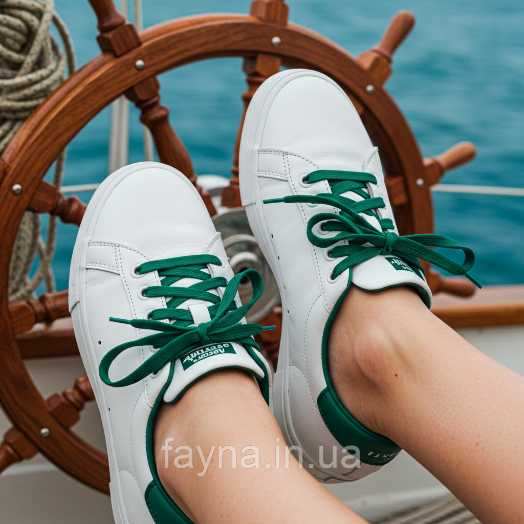 Шнурки темно-зелені Неон ФМ для спортивного взуття 8мм плоскі (L=120см), фото 1