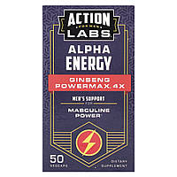 Action Labs, для чоловіків, Alpha Energy, Ginseng Powermax™ 4x, 50 капсул VegCaps