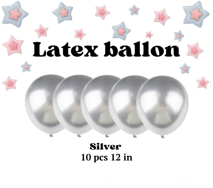 Латексні кулі набір 12 дюймів колір silver хромовані 10 шт. у наборі, фото 1