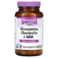 Bluebonnet Nutrition, глюкозамін, хондроїтин і МСМ, 120 рослинних капсул