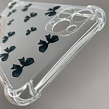 Чохол для iPhone 11 Pro Max з бронь кутами з принтом чорних бантиків на айфон 11 про макс прозорий q03v, фото 4