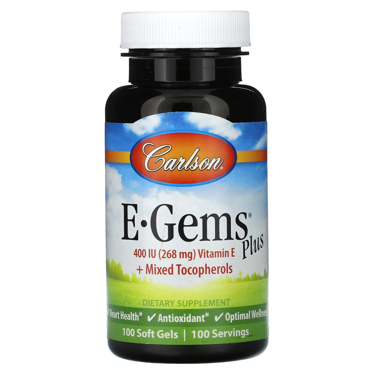 Carlson, E-Gems Plus, 400 МО (268 мг), 100 капсул