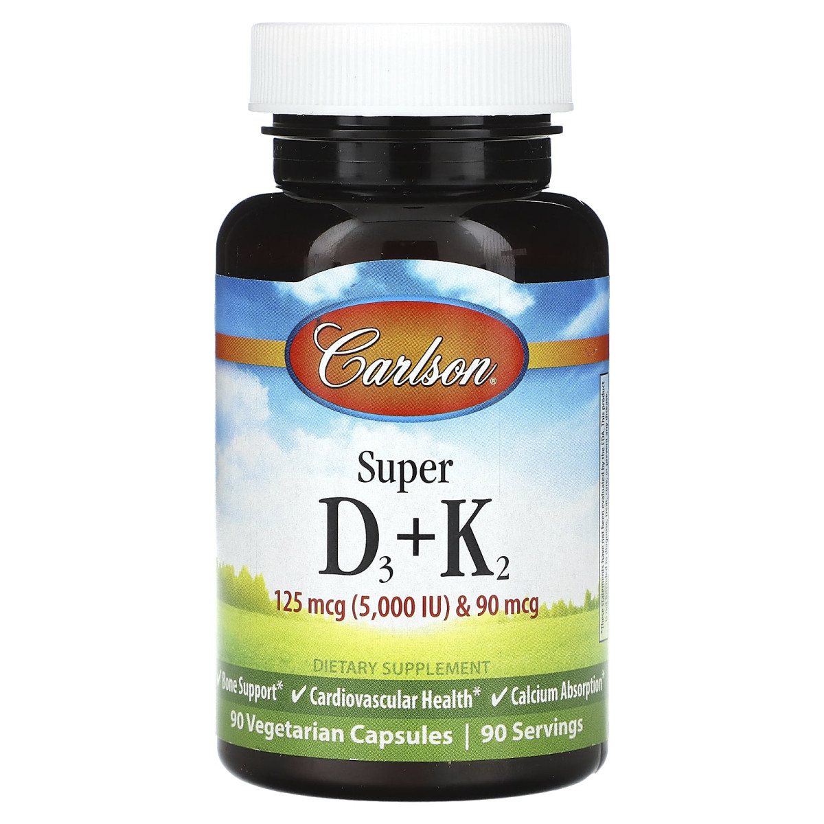 Carlson, Super D3 і K2, 90 вегетаріанських капсул
