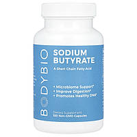 BodyBio, бутират натрію, 100 капсул без ГМО