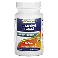 Best Naturals, L-метилфолат, 15 000 мкг, 60 таблеток