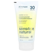 ATTITUDE, сонцезахисний крем із вівсянкою, мінеральний, натуральний, SPF 30, без ароматизаторів, 150 г (5,2 унції)
