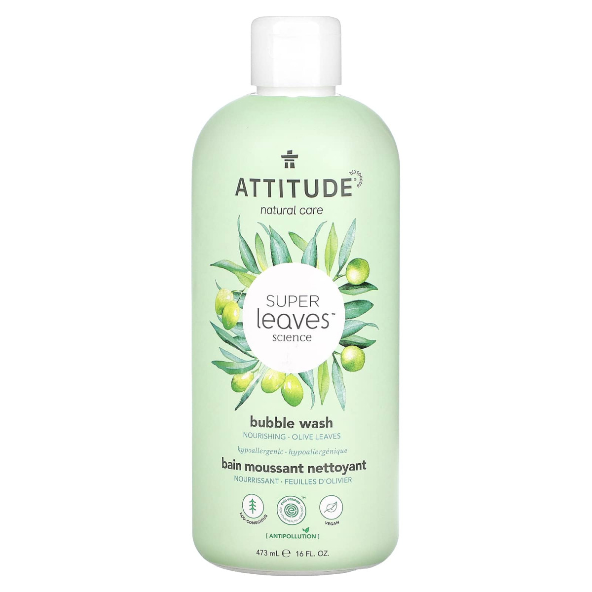 ATTITUDE, Super Leaves Science, капсула для прання, листя оливи, 473 мл (16 рідк. унцій)
