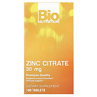 Bio Nutrition, цитрат цинку, 30 мг, 100 таблеток