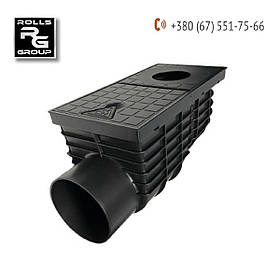 Дощоприймач горизонтальний DN110, для водостічних труб DN75/80/90/110/125, лючок ревізія, заслінка від запаху