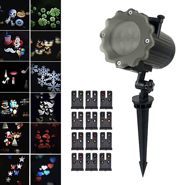 Світлодіодний лазерний проектор 668 для вулиці, +12 вкладишів з картинками, Waterproof, фото 1
