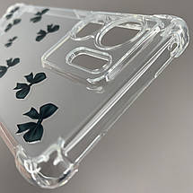 Чохол для Motorola Edge 40 з бронь кутами з принтом чорних бантиків на моторола едж 40 прозорий q03v, фото 4