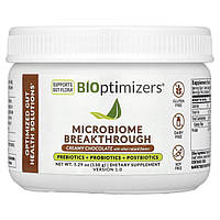 BiOptimizers, Microbiome Breakthrough, пребіотики, пробіотики й постбіотики, кремовий шоколад, 150 г (5,29 унції)