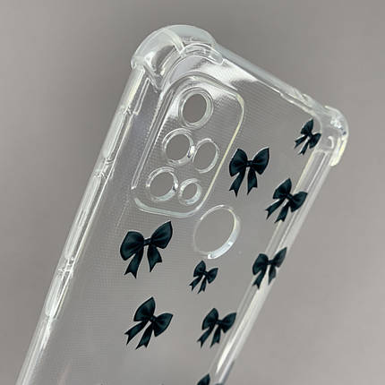 Чохол для Motorola G20 чохол з бронь кутами з принтом чорних бантиків на телефон моторола г20 прозорий q03v, фото 2