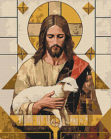 Картина за номерами Релігія. Ісус з вівцею (геометрія благодаті) 40*50 см Ідейка KHO 8530