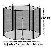Захисна сітка для батут 244-252 см (8 ft) 6 стійок, зовнішня (mrk)