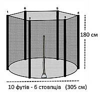 Захисна сітка для батут 305-312 см (10 ft) 6 стійок, зовнішня (mrk)