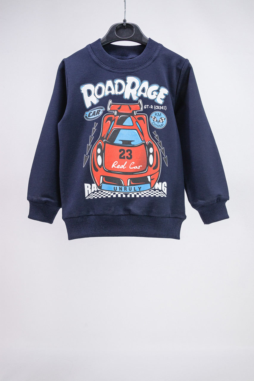 Джемпер дитячий для хлопчика з принтом Тачки двунитка, фото 1