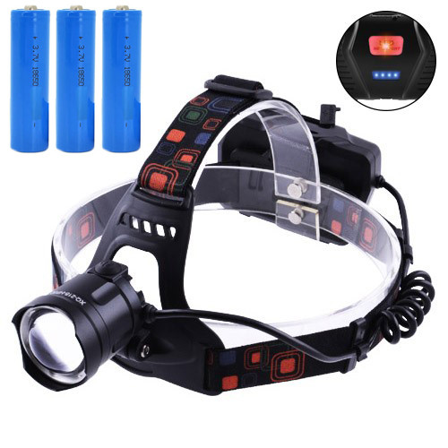 Ліхтар налобний XQ-219-HP50, power bank, 3x18650, signal light, індикація заряду, zoom, ЗУ microUSB, Box, фото 1