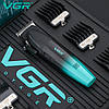 Акумуляторна машинка для стриження (clipper) VGR V-003 GREEN, 6 насадок, TURBO режим 9000 RPM, керамічне лезо, LED display, фото 4