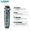 Набір для стриження VGR 6 в 1 V-102, 14 насадок, LED display, фото 3