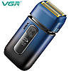 Електробритва VGR V-362 BLUE шейвер, подвійне лезо, триммер, IPX6, LED Display, фото 4