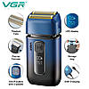 Електробритва VGR V-362 BLUE шейвер, подвійне лезо, триммер, IPX6, LED Display, фото 5
