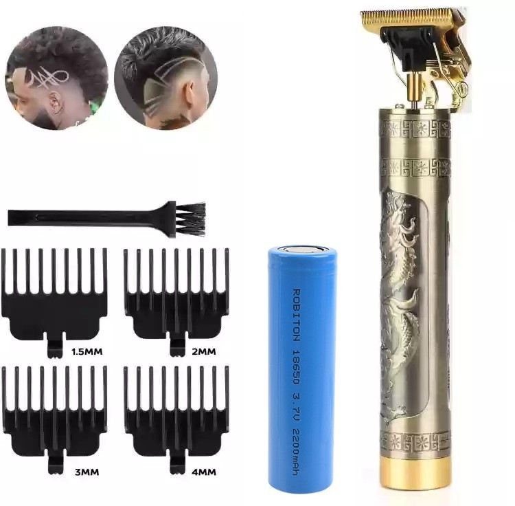 Машинка (триммер) для стрижки волосся та бороди T9-3, 1х18650, 4 насадки (1.5, 2, 3, 4 мм), фото 1