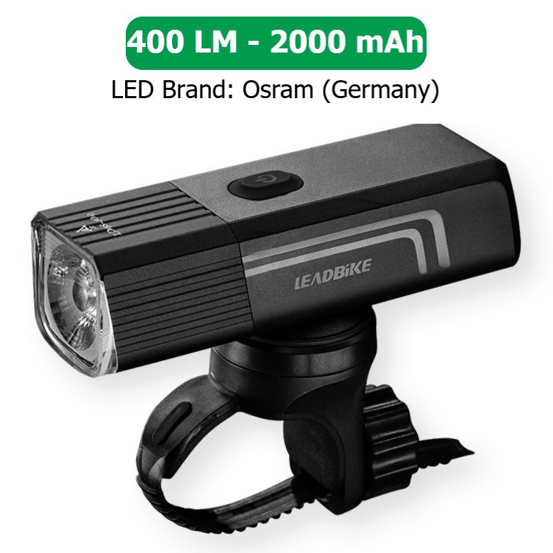 Велофара потужна LEADBIKE LD88-OSRAM 400LM, 2000mAh, waterproof, children lock, Li-Ion акумулятор, ЗУ Type-C, фото 1