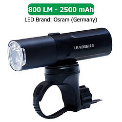 Велофара потужна LEADBIKE M02-OSRAM 800LM, 2500mAh, waterproof, children lock, Li-Ion акумулятор, ЗУ Type-C