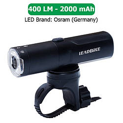 Велофара потужна LEADBIKE M03-OSRAM 400LM, 2000mAh, waterproof, children lock, Li-Ion акумулятор, ЗУ Type-C