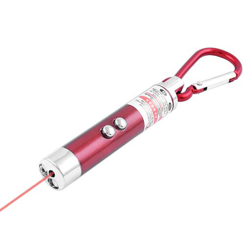 Ліхтар брелок 117-2LED, лазер, карабін, 3xLR44, фото 1