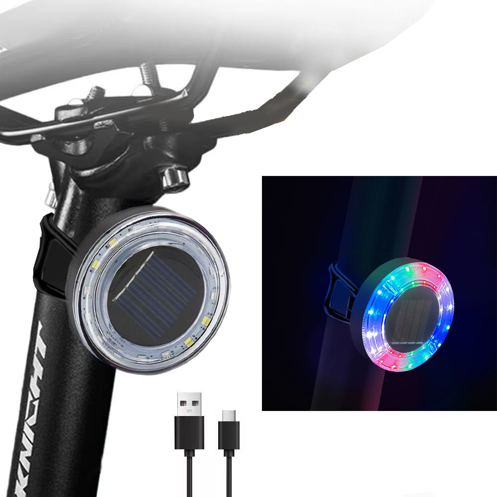 Велоліхтар HYD-085-SMD(RGB), сонячна батарея, Waterproof, Li-Ion акумулятор, ЗУ Type-C, фото 1