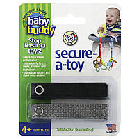 Baby Buddy, Secure-A-Toy, іграшка для дітей від 4 місяців, чорний і сірий, 2 ремені