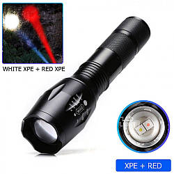 Ліхтар R5-2XPE(white+red), 1х18650/3xAAA, ЗУ USB, zoom, Box