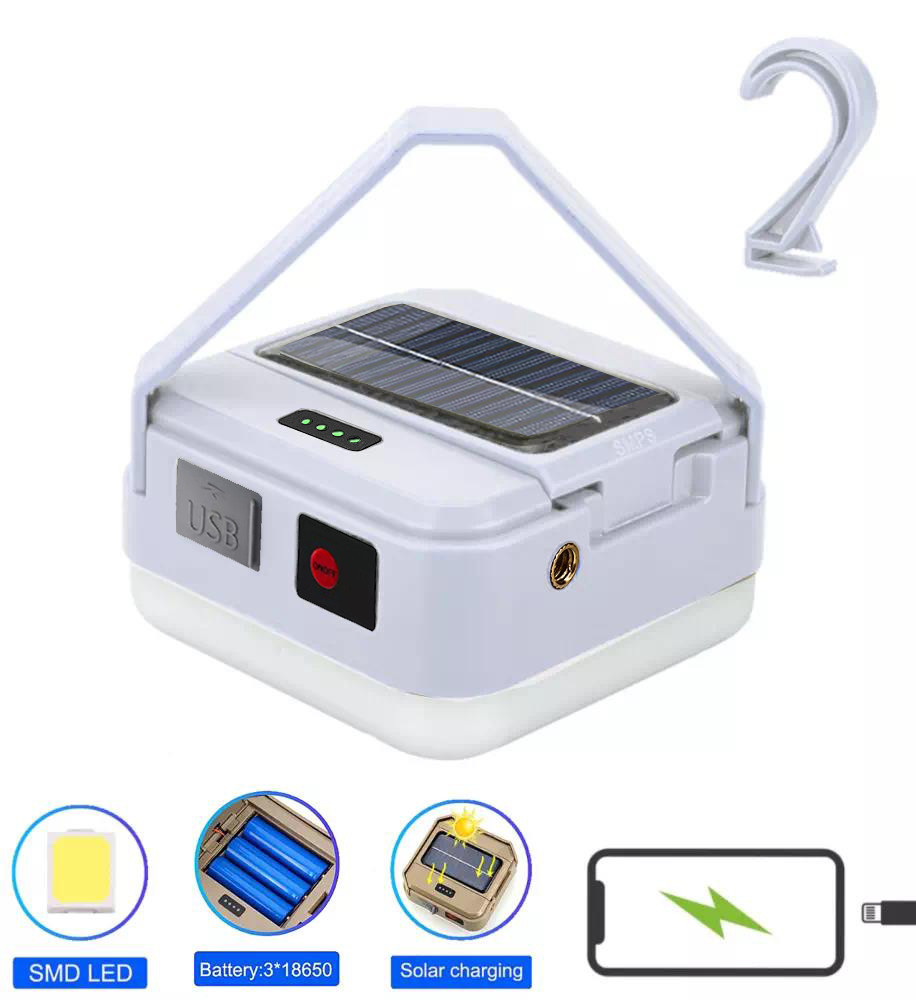 Ліхтар кемпінг DP-K7-100, 3х18650, сон. панель, power bank, ЗУ Type-C, гачок, фото 1