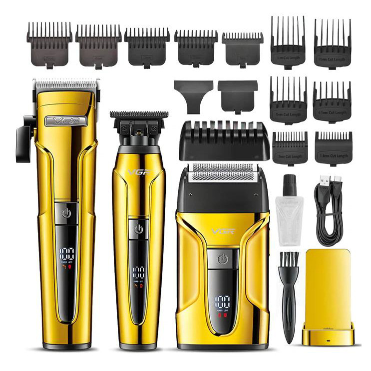 Комплект VGR 3 в 1 V-694 GOLD акумуляторна машинка для стриження (clipper), триммер та електробритва (шейвер), фото 1