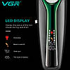 Акумуляторна машинка для стриження (clipper) VGR V-010 GREEN, 6 насадок, 7500 RPM, 2600 mAh, LED display, фото 3