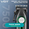Акумуляторна машинка для стриження (clipper) VGR V-010 GREEN, 6 насадок, 7500 RPM, 2600 mAh, LED display, фото 6