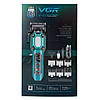 Акумуляторна машинка для стрижки (clipper) VGR V-600 GREEN, 6 насадок, регулятор висоти, LED display, 7000 RPM, фото 4