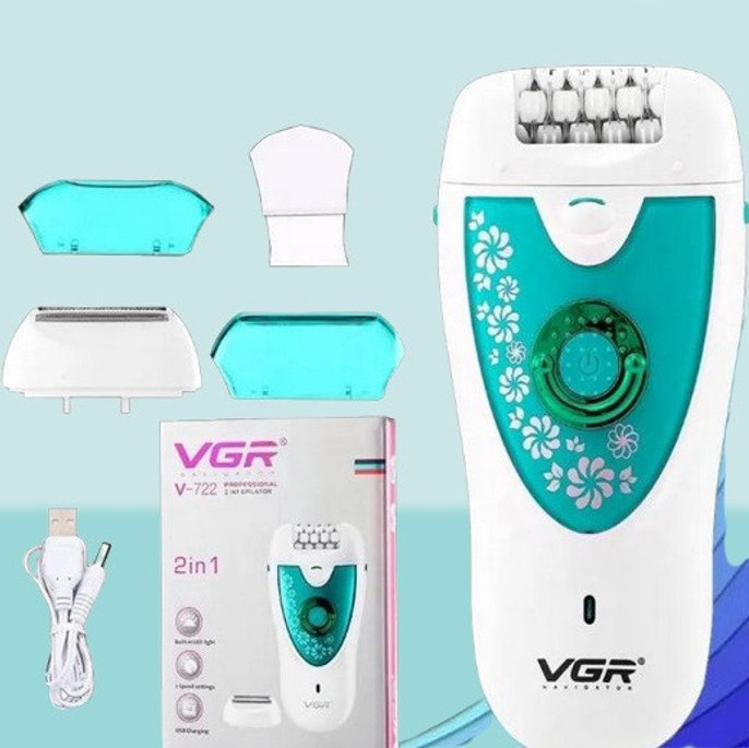 Епілятор VGR 2 в 1 V-722, 2 насадки, підсвічування, фото 1
